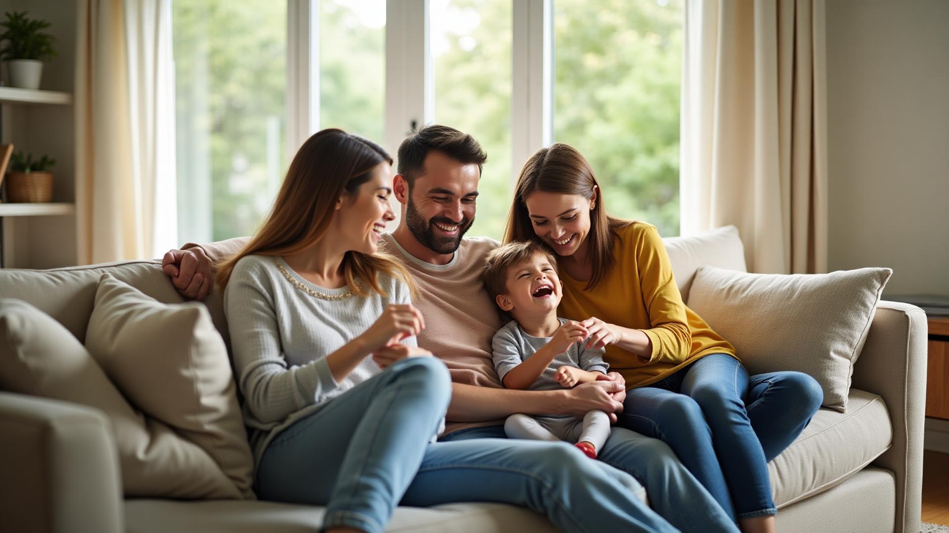 Happy family in their dream home